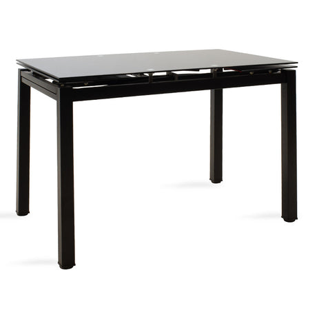Masa de sufragerie extensibila Finn sticla 8mm picioare, negre, 110-170x70x75 cm
