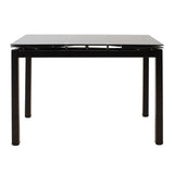 Masa de sufragerie extensibila Finn sticla 8mm picioare, negre, 110-170x70x75 cm