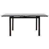 Masa de sufragerie extensibila Finn sticla 8mm picioare, negre, 110-170x70x75 cm