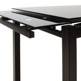 Masa de sufragerie extensibila Finn sticla 8mm picioare, negre, 110-170x70x75 cm