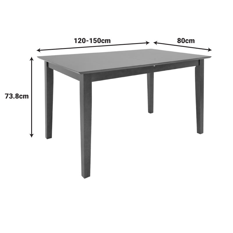 Masă de sufragerie extensibilă Mabor-Houston, Lemn, Alb - Nuc, 120-150x80x74 cm - Nuc
