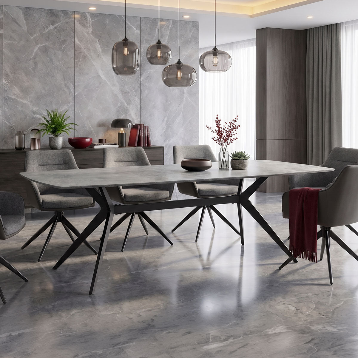 Masă de sufragerie Ezali, Diverse culori, 180x90x75 cm - Gri | SKU: 390-000039 | Masă de sufragerie Ezali, 180x90x75 cm, varianta Gri, produs pentru amenajarea locuinței, disponibil online în România la CasaMob