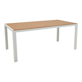 Masa de sufragerie Nares-Azelie B set de 7 alb aluminiu si placaj, Natural, 180x90x72 cm