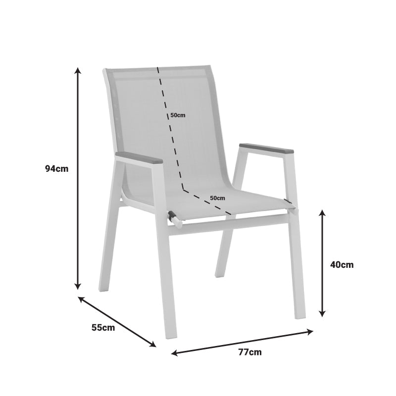 Masa de sufragerie Nares-Azelie B set de 7 alb aluminiu si placaj, Natural, 180x90x72 cm