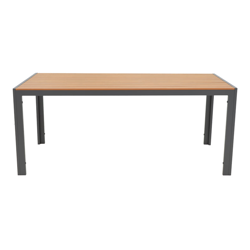 Masa de sufragerie Nares-Azelie set 5 antracit aluminiu si placaj, Natural, 180x90x72 cm