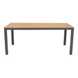 Masa de sufragerie Nares-Azelie set 5 antracit aluminiu si placaj, Natural, 180x90x72 cm