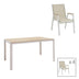 Masa de sufragerie Nares-Azelie Un set de 5 alb aluminiu si placaj, Natural, 140x80x72 cm