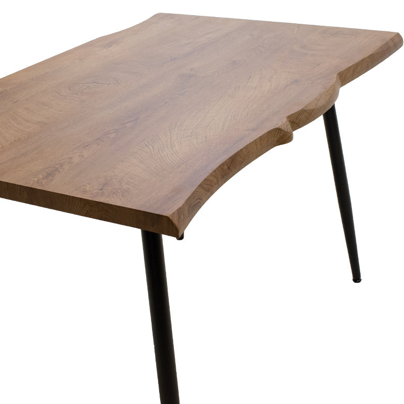 Masa de sufragerie neve MDF nuc - picioare metalice, negre, 140x80x75 cm