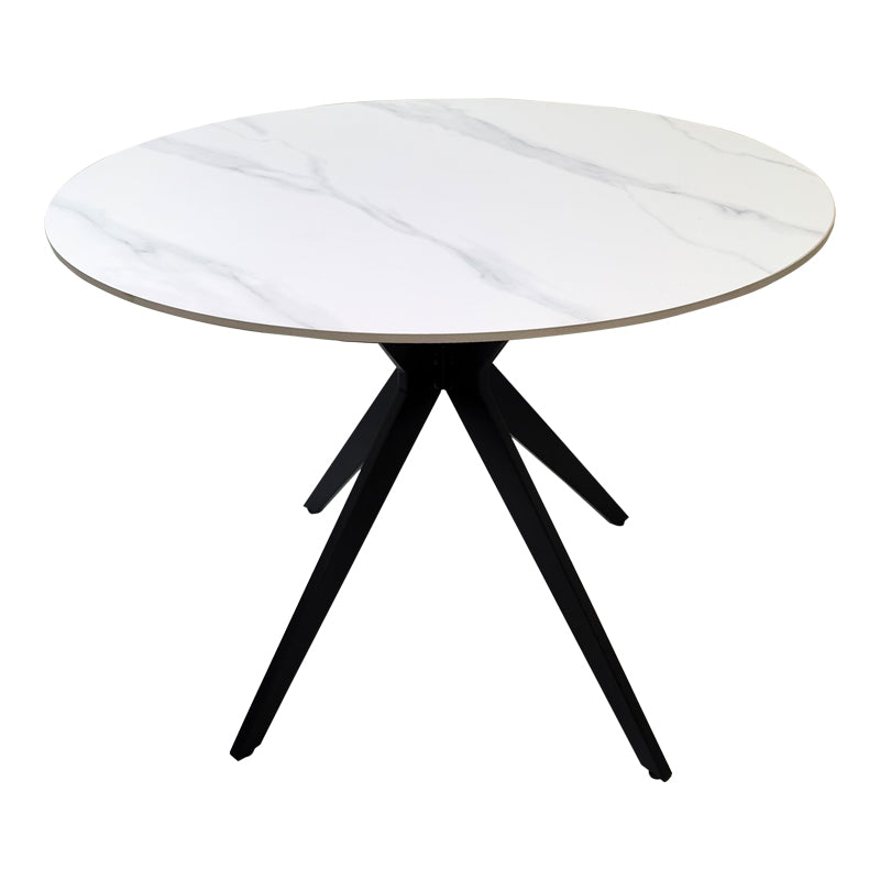 Masă de sufragerie Orbital, Alb, Ø100x76 cm