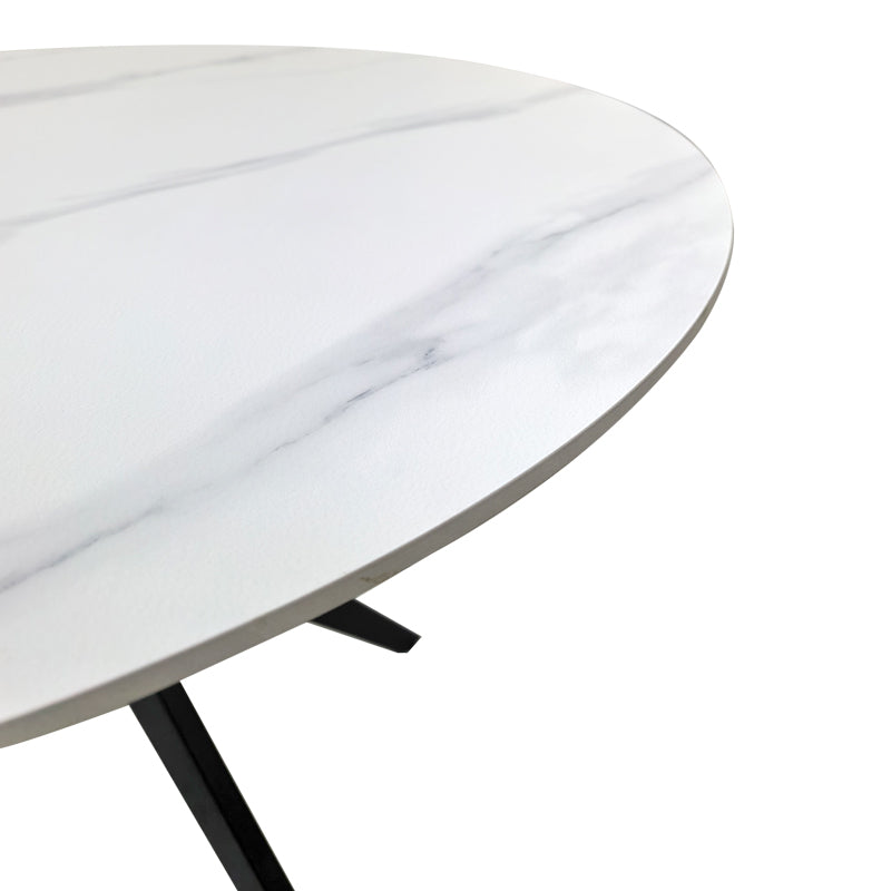 Masă de sufragerie Orbital, Alb, Ø100x76 cm