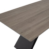Masă de sufragerie Sabrina cu suprafață din piatră sinterizată, Material: Imitație nuc și metal, negru, 180x90x75 cm