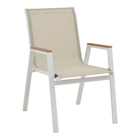 Masa de sufragerie Synergy-Azelie set 3 alb aluminiu si placaj, Natural, 80x80x74 cm
