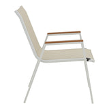 Masa de sufragerie Synergy-Azelie set 3 alb aluminiu si placaj, Natural, 80x80x74 cm