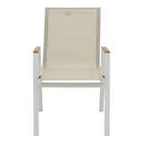 Masa de sufragerie Synergy-Azelie set 3 alb aluminiu si placaj, Natural, 80x80x74 cm
