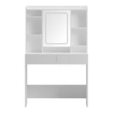 Masa de toaleta cu LED Efilia, Lemn, Alb, 90x40x145 cm