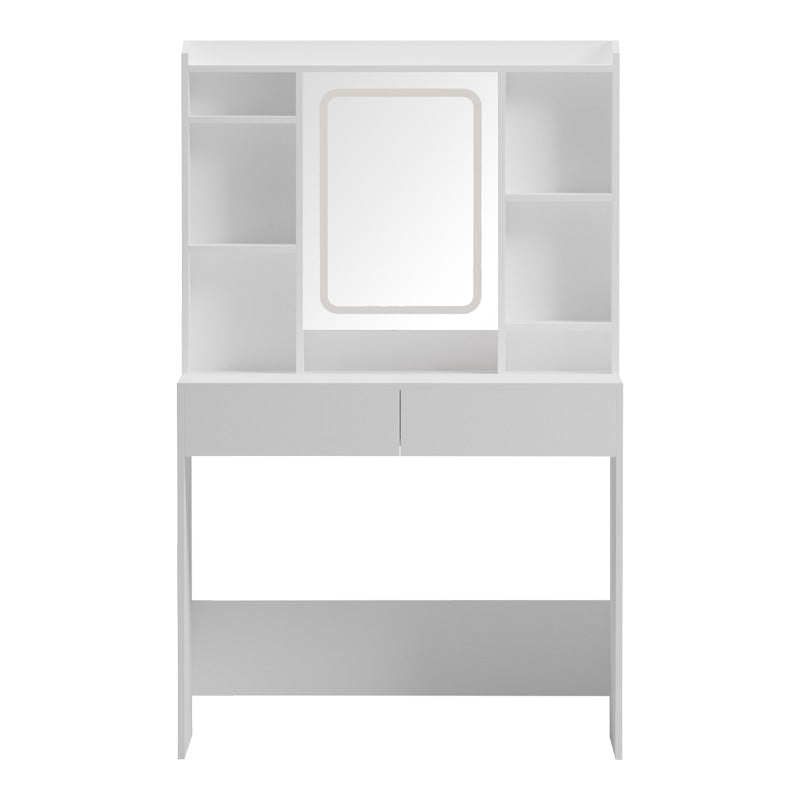 Masa de toaleta cu LED Efilia, Alb, Lemn, 90x40x145 cm, imagine suplimentara