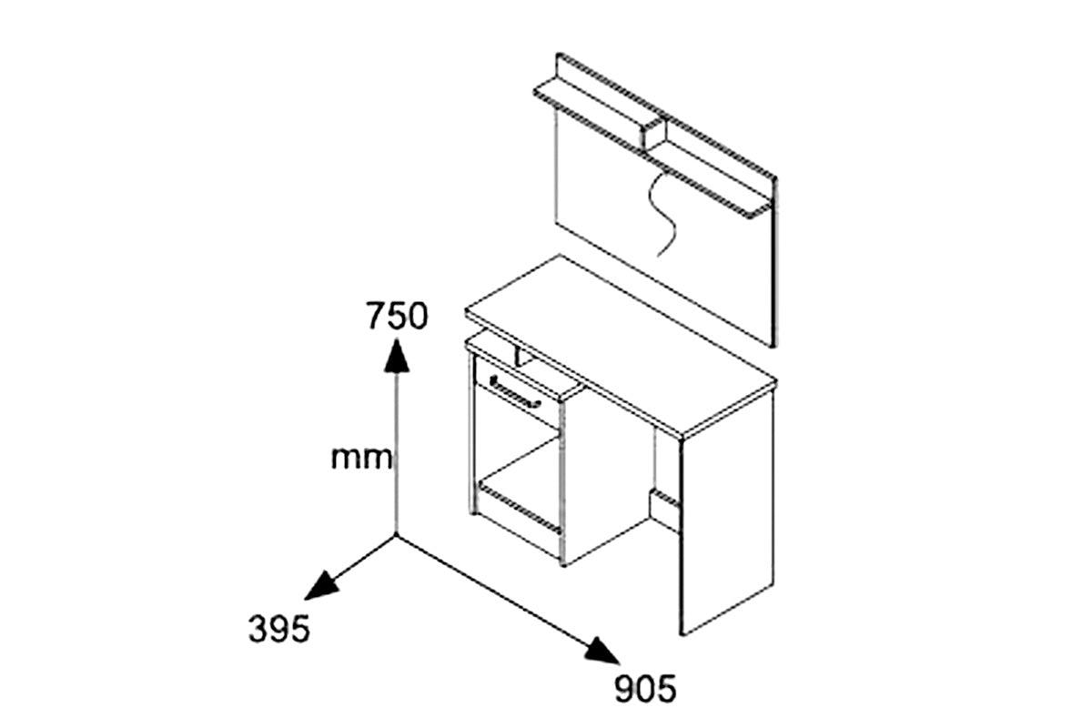 Masa de machiaj Olympus, cu oglinda, 91x40x75 cm - Maro