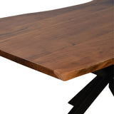 Masă din lemn masiv Lenoua, Lemn Acacia & Metal, Nuc, 180x90x76 cm