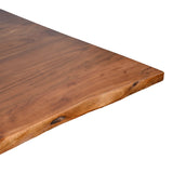 Masă din lemn masiv Lenoua, Lemn Acacia & Metal, Nuc, 180x90x76 cm