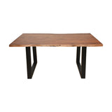 Masa Boho Miles, Lemn de salcam grosime 3 cm, Natural - Nuc, 140x80x76 cm - Nuc