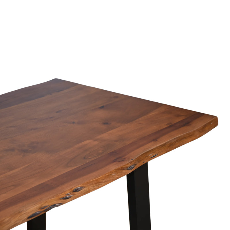 Masa Boho Miles, Lemn de salcam grosime 3 cm, Natural - Nuc, 140x80x76 cm - Nuc