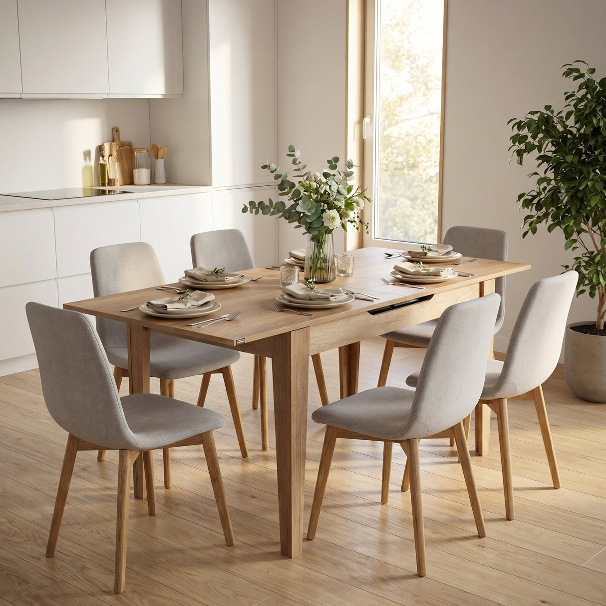 Masă de sufragerie MMS-706-FF-1 Home Collection®, Design Modern, Extensibilă, 120–150 cm, 120x70x75 cm - Lemn Natural | SKU: MMS-706-FF-1