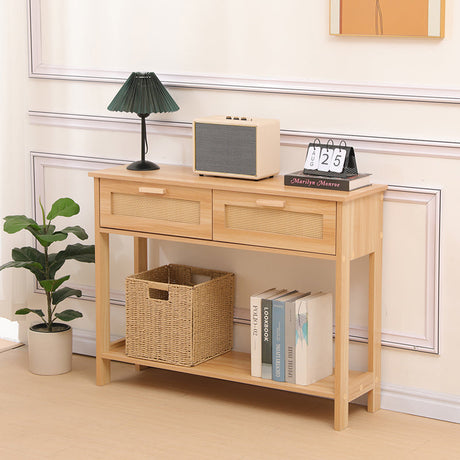 Masă de sufragerie Alenda, MDF, Natural, 100x30x76 cm