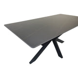 Masă de sufragerie Bethan, Aspect, Alb - Negru, 160x80x75 cm - Negru