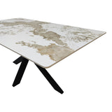 Masă de sufragerie Bethan, Aspect marmura, Alb, 180x90x75 cm