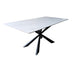 Masa dining cu blat din piatra sinterizata model Mattias, structura metalica, Alb - Negru, 180x90x75 cm - 390-000013