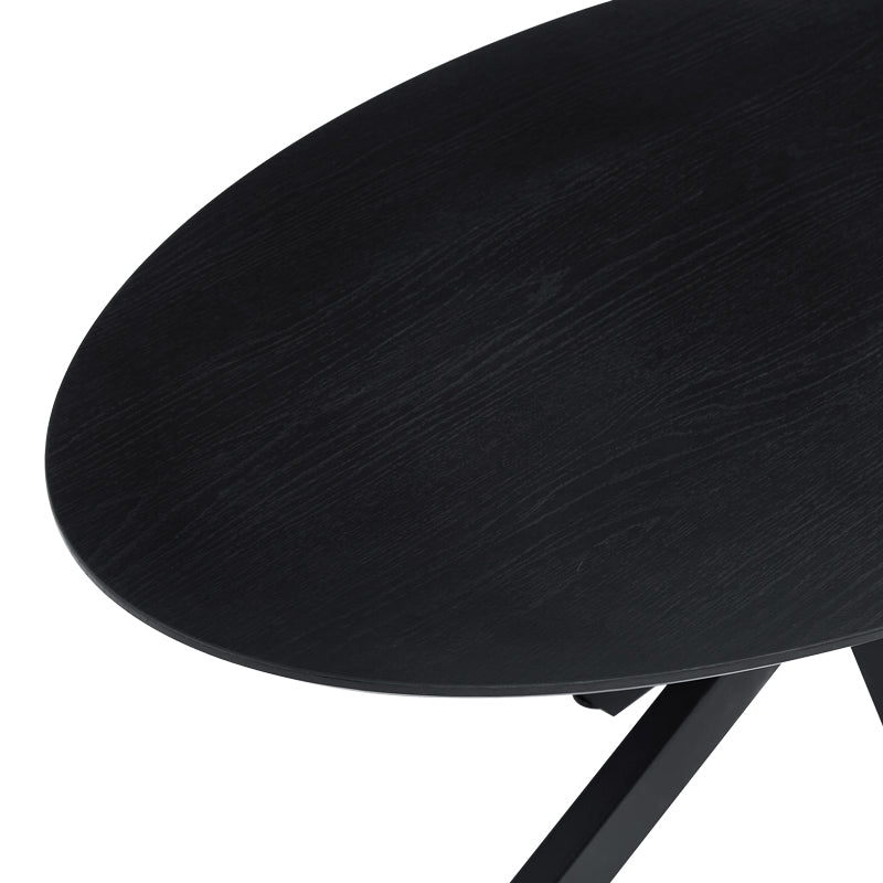 Masă de sufragerie Makrey, Metal, 160x90x75 cm - Negru