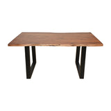 Masă de sufragerie Miles, Lemn Masiv de Acacia, Picioare Metalice, Negre, 160x90x76 cm