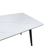 Masă de sufragerie Pembe, Piatra Sintetizata/Marmura Alba, Picioare metal, Negru, 140x80x75 cm