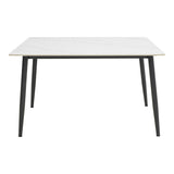 Masa dreptunghiulara cu blat din piatra sinterizata Gustas, Picioare metal, Negru, 120x80x76 cm