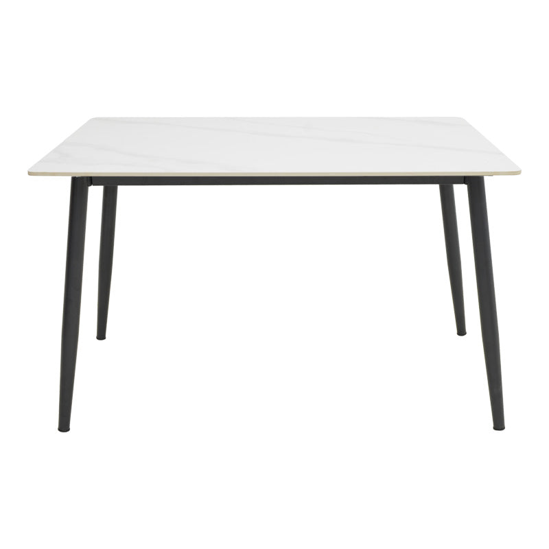 Masa dreptunghiulara cu blat din piatra sinterizata Gustas, Picioare metal, Negru, 120x80x76 cm, imagine suplimentara