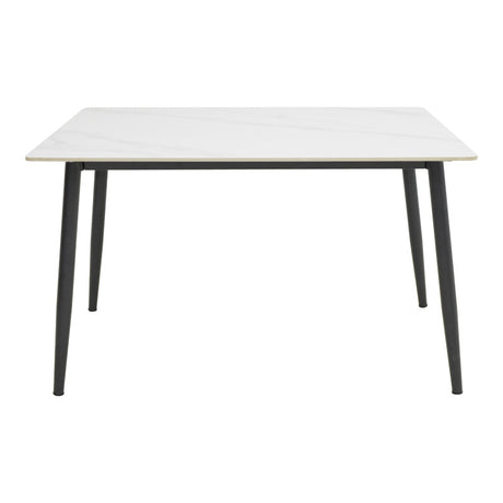 Masa dreptunghiulara cu blat din piatra sinterizata Gustas, Picioare metal, Negru, 120x80x76 cm