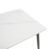 Masa dreptunghiulara cu blat din piatra sinterizata Gustas, Picioare metal, Negru, 120x80x76 cm