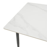 Masa dreptunghiulara cu blat din piatra sinterizata Gustas, Picioare metal, Negru, 120x80x76 cm