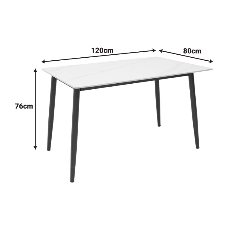Masa dreptunghiulara cu blat din piatra sinterizata Gustas, Picioare metal, Negru, 120x80x76 cm, foto produs 6