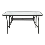 Masa Ensure metalica cu blat din sticla, neagra, 140x80x70 cm