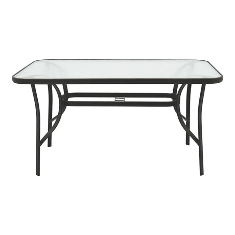 Masa Ensure metalica cu blat din sticla, neagra, 140x80x70 cm