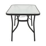 Masa Ensure metalica cu blat din sticla, neagra, 140x80x70 cm