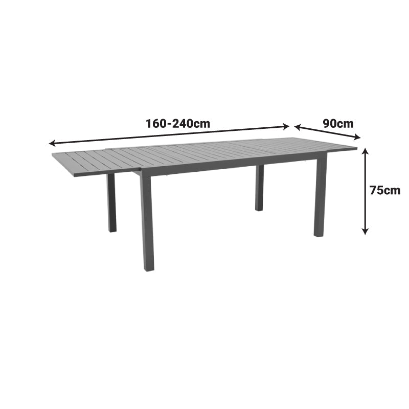 Masa extensibila cu functie versatila Lafla, Aluminiu, Champagne, 160-240x90x75 cm