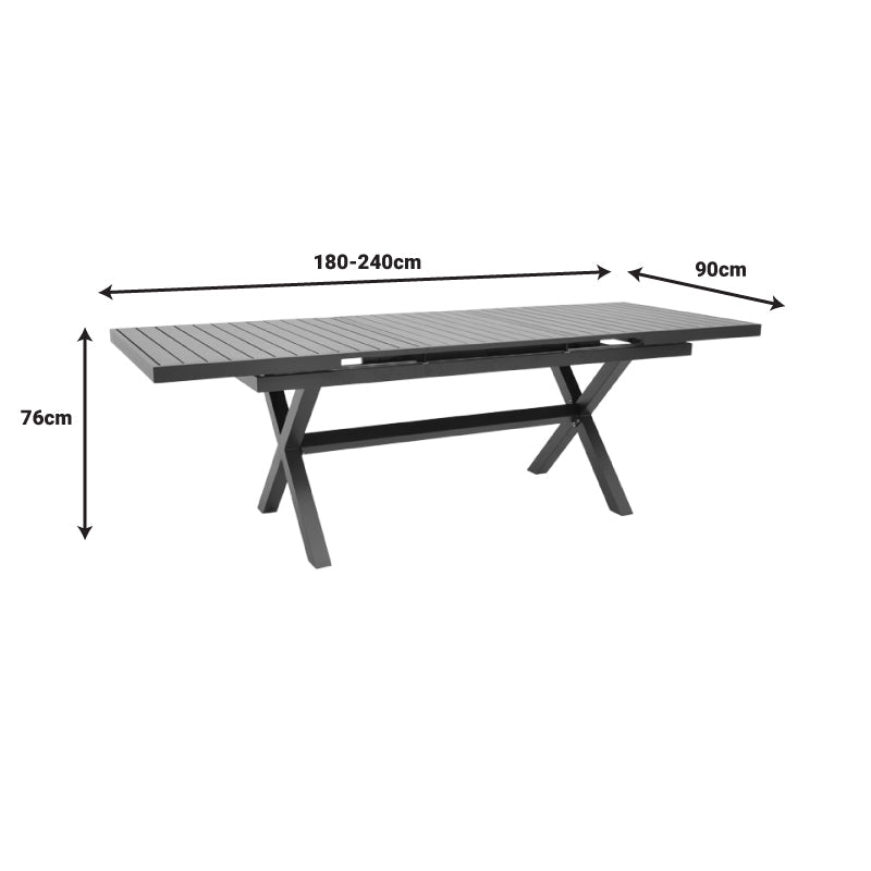 Masa extensibila Dagyn din aluminiu, Diverse culori, 180-240x90x76 cm - Gri Inchis
