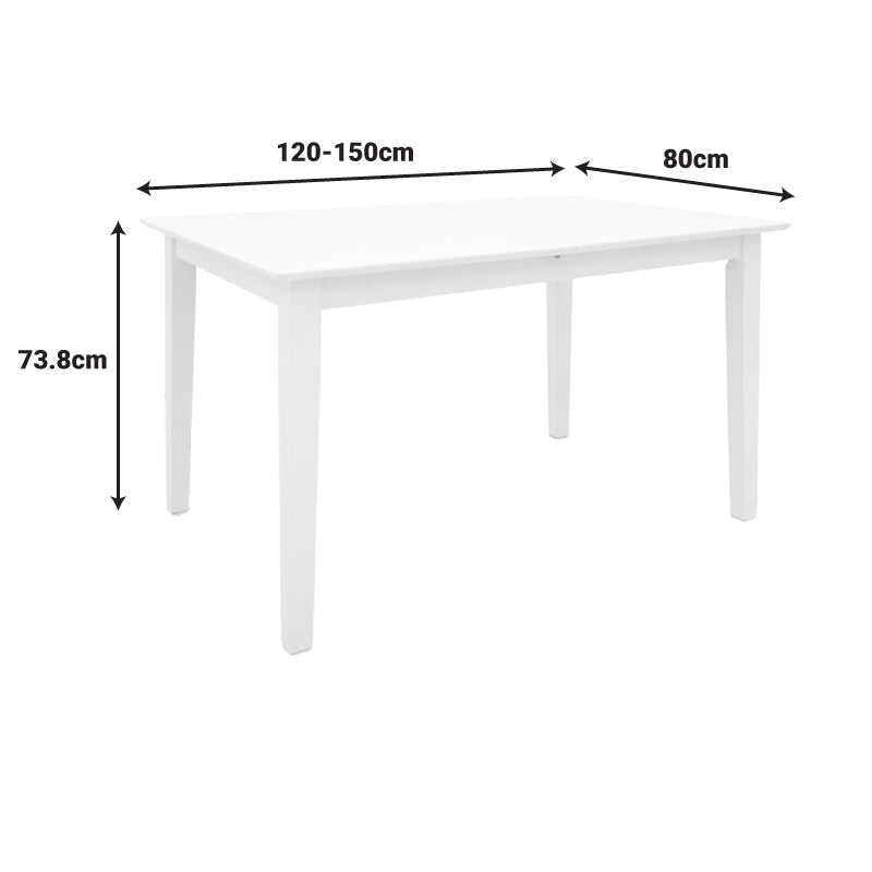 Masa extensibila din lemn Mabor, Alb - Nuc, 120-150x80x73 cm - Alb