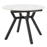 Masa extensibila Frances, Sonoma-negru, 100-140x100x75 cm - Alb