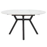 Masa extensibila Frances, Sonoma-negru, 100-140x100x75 cm - Alb