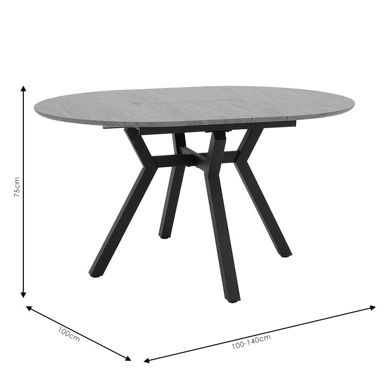 Masa extensibila Frances, Sonoma-negru, 100-140x100x75 cm - Sonoma