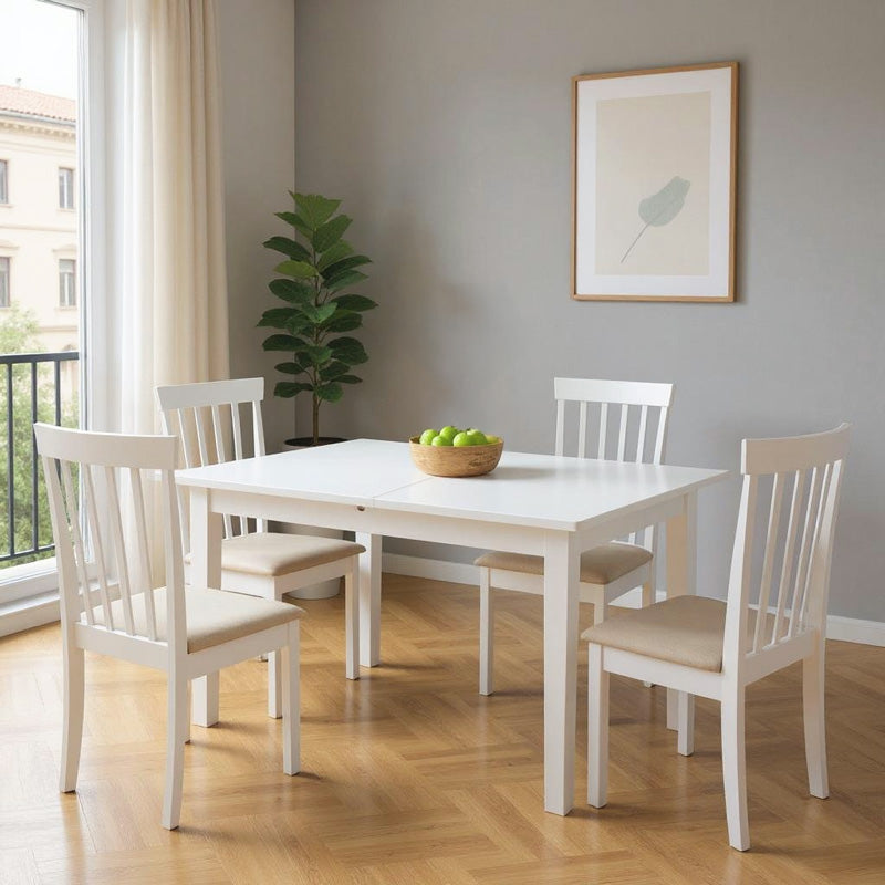 Masă de sufragerie extensibilă Mabor-Houston, Lemn, Alb - Nuc, 120-150x80x74 cm - Masă de sufragerie extensibilă Mabor-Houston, Lemn, Alb - Nuc, 120-150x80x74 cm