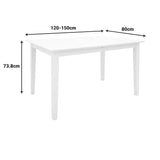Masă de sufragerie extensibilă Mabor-Houston, Lemn, Alb - Nuc, 120-150x80x74 cm - Alb